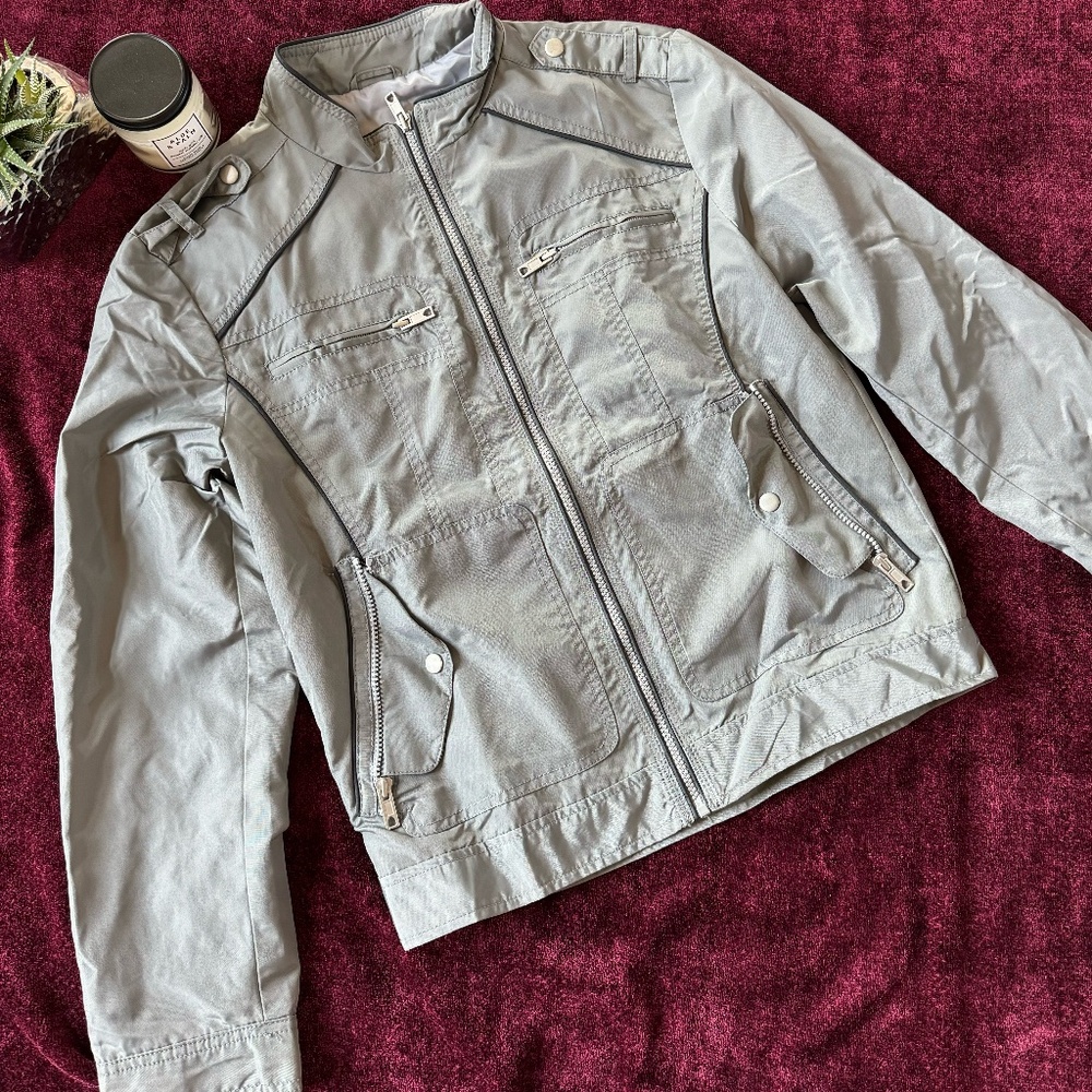 INC International Concepts GRAY Moto Multi-Pocket Jacket Men's SIZE S